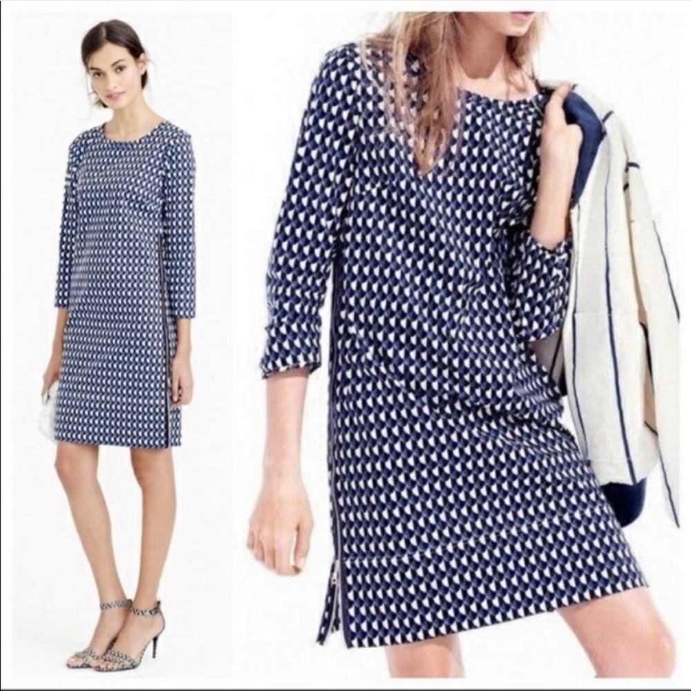 J CREW Geo Jet Set Mod Graphic Stretchy Shift Dress Sz 6